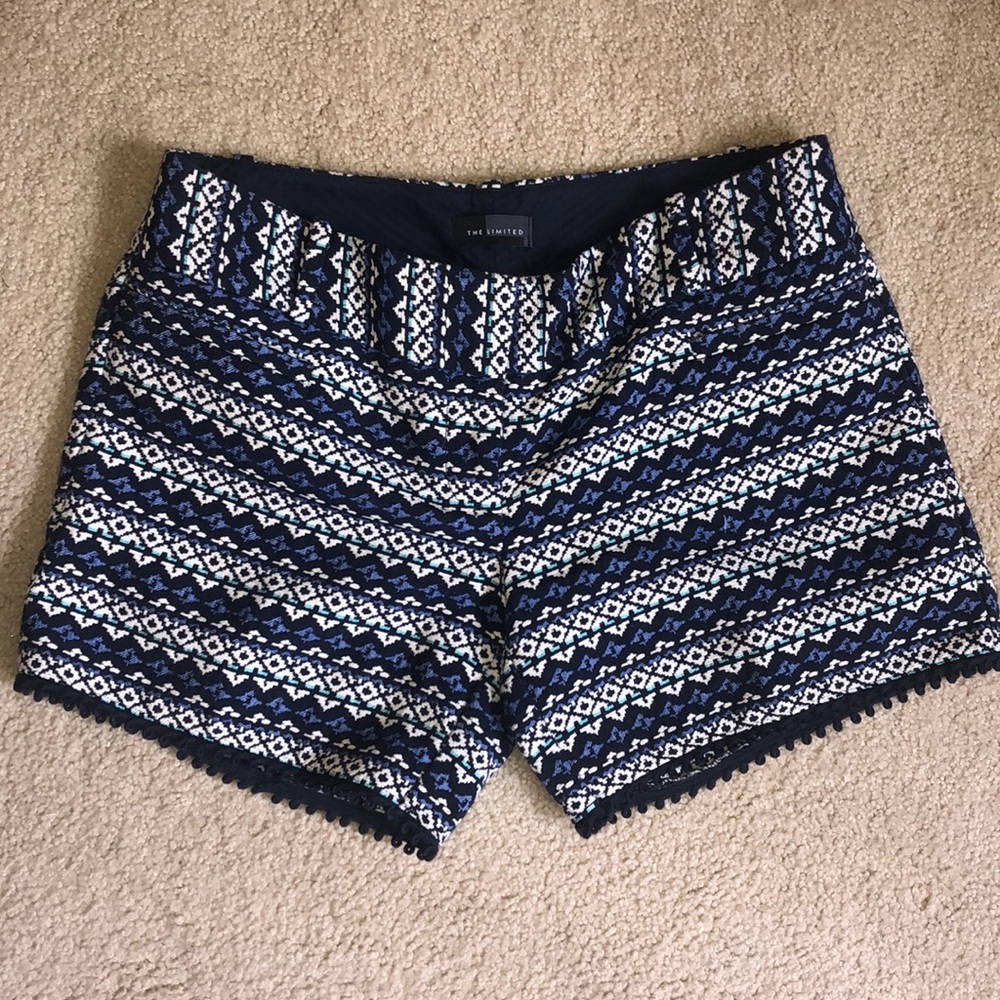 The Limited Blue Stripe Textured Shorts